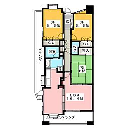グランカーサ上前津 2階3LDKの間取り