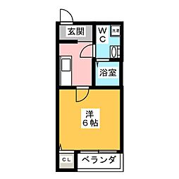 アークソレイユ山王 1階1Kの間取り