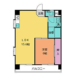 レスカール一番町 4階2LDKの間取り