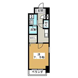 プライマリーステージ 6階1Kの間取り
