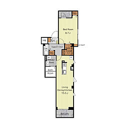 Patio West 3階1LDKの間取り
