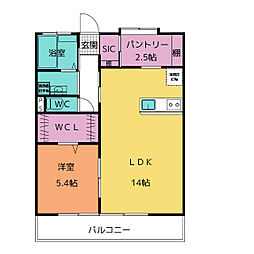 第3よしかねコーポ 3階1LDKの間取り