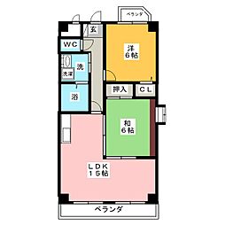 コンフォートフクエ 2階2LDKの間取り