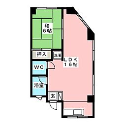 第11タツミビル 1LDKの間取図画像