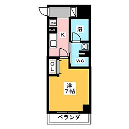 フレールコート東別院 4階1Kの間取り