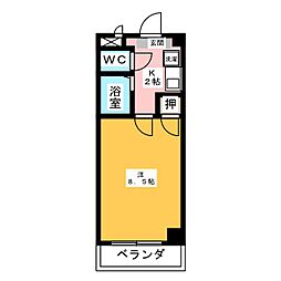 エクセルかざおか 4階1Kの間取り