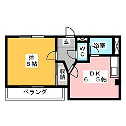 沢上コーポ 1階1DKの間取り