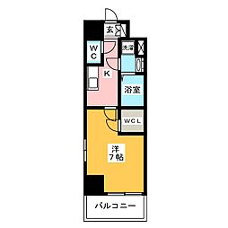 エスリード金山エクセア 4階1Kの間取り