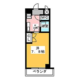 ミレニアム熱田 4階1Kの間取り