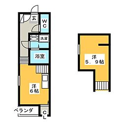 グランツ六番町 1階ワンルームの間取り