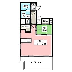 プロシード金山 12階1LDKの間取り