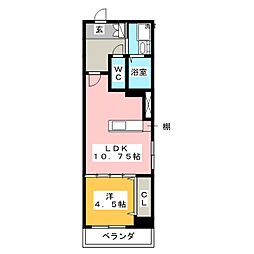 Notre chez nous SANNOU 2階1LDKの間取り