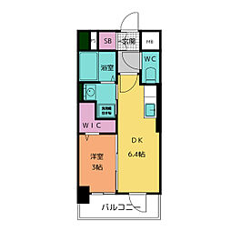 エステムコート名古屋サウスネクスト 3階1DKの間取り