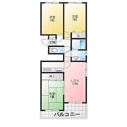 レインボー二女子 1階3LDKの間取り