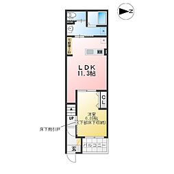 リヴェール元中野II 1LDKの間取図画像