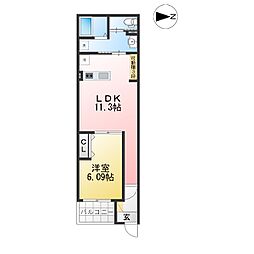 リベール元中野II 1LDKの間取図画像