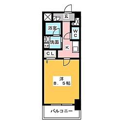 TheFirstOneKanayama 1Kの間取図画像