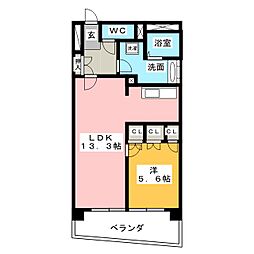 セイント橘 1LDKの間取図画像