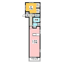 つゆはしハイツ北館 1LDKの間取図画像