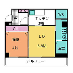 アクアグラス東雲橋 1LDKの間取図画像