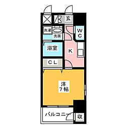 エステムコート名古屋金山ミッドクロス 1Kの間取図画像