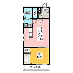 アメニティ金山 1LDKの間取図画像