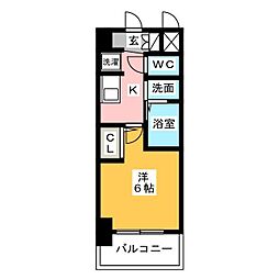 エステムコート名古屋金山ミッドクロス 1Kの間取図画像