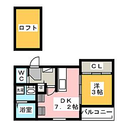 アウディ日比野EAST 1DKの間取図画像