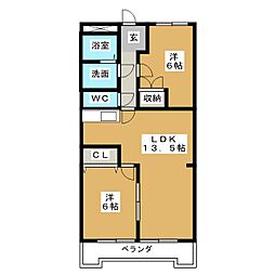 メゾン大成 2LDKの間取図画像