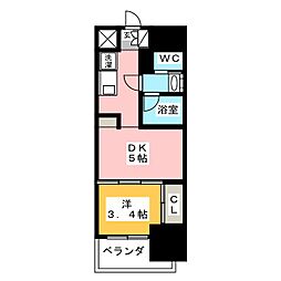 パークアクシス名古屋山王橋 1DKの間取図画像