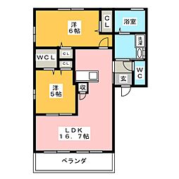 ソシア2 2LDKの間取図画像