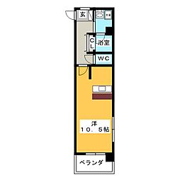 パークサイド幡野 ワンルームの間取図画像