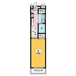 アネックス高蔵 1DKの間取図画像