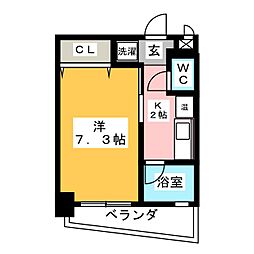 メルヴェーユ高辻 1Kの間取図画像