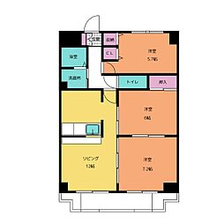 冨田マンション公園 3LDKの間取図画像