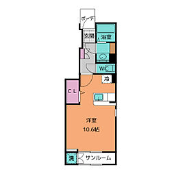 ルミエール明野 ワンルームの間取図画像