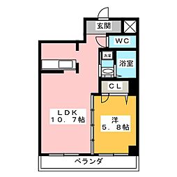 K・ドミール 1LDKの間取図画像