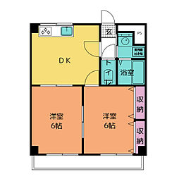 山伝マンション 2DKの間取図画像