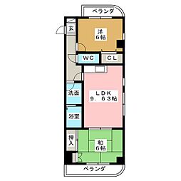 クレスト明野 2LDKの間取図画像