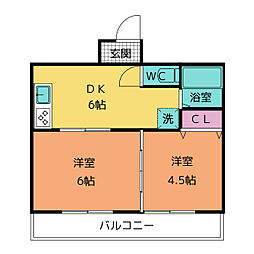 ファミール山王 2DKの間取図画像