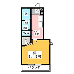 ソシア 1Kの間取図画像