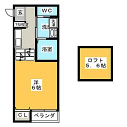 ハーモニーテラス八剱町 1Kの間取図画像
