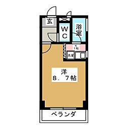 パークサイド中出 1Kの間取図画像