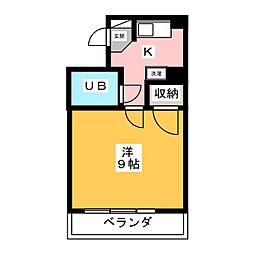 メゾンみゆき 3階1Kの間取り