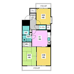 シャンブルＭＡＫＩ 1階3DKの間取り