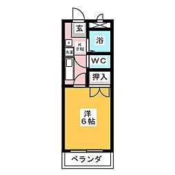 フレンズシティ堀田 5階1Kの間取り