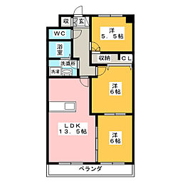 グランドール鶴里 1階3LDKの間取り