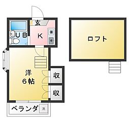 ソレイユ赤坪 1Kの間取図画像