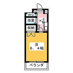 サンハウスマンヨー 3階1Kの間取り