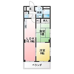 レインボー星崎 2LDKの間取図画像